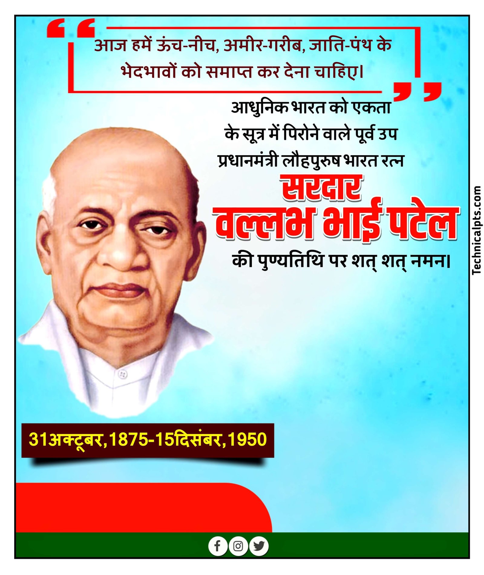 Sardar Vallabh Bhai Patel punyatithi poster Kaise banaye| Sardar Vallabh Bhai Patel punyatithi banner editing PLp file download 